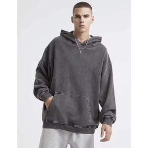Vintage Style Custom Design Men's Hoodie 100% Cotton Oversized Drop Shoulder Printed & Embroidery Logo Streatwear Men's Hoodies. - Product Image 3