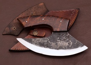 Handmade Broad <b>Axe</b> Forged Steel Blade 4 1/2in Wood <b>Handle</b> Genuine Leather Sheath Tree Felling Outdoor Use - Product Image 5