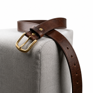 Brown Leather Belt Brass Buckle Men Casual <b>Dress</b> Waist <b>Strap</b> Wholesale Custom OEM Fashion Belt Supplier Manufacturer Export Bulk - Product Image 6