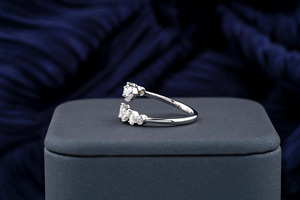 14K White Gold Mixed Cut Lab Grown Diamond Open Wrap <b>Ring</b> - Product Image 6