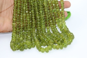 Cuentas Rondelle facetadas de peridoto natural 6-10mm hebra de gran tamaño 16 pulgadas de largo para la fabricación de joyas - Product Image 4