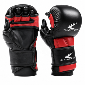 MMA Boxing <b>Gloves</b> Sparring Kickboxing & Muay Thai Workout 4" Wide Strap PU Leather <b>Moisture</b> Wicking Hook & Loop Closure - Product Image 3