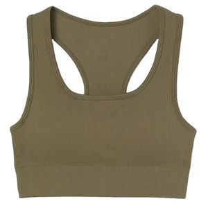 Sujetador deportivo acanalado personalizado para mujer, transpirable, sin costuras, top corto para yoga y gimnasio, con logo frontal, elástico, para fitness y entrenamiento. - Product Image 2