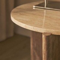 Table de chevet ronde Vandana Arion Vesta Ø50 cm en pierre naturelle et bois de manguier Lavinia
