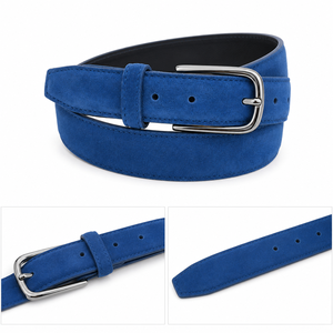 Cinturón de Cuero de Gamuza Premium para Hombre con Hebilla de Acabado Niquelado, Cinturón Casual y Formal de 35 mm de Ancho - Product Image 2