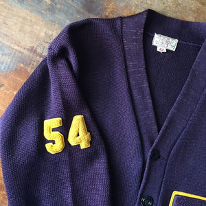 Custom Men's Vintage College Style <b>Chunky</b> V Neck Sweater Autumn Baseball Sports Blank <b>Knitted</b> Cardigan with Button Decoration - Product Image 5