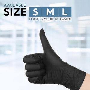 Gants jetables en nitrile noir, sans latex, sans poudre, texturés, pour le nettoyage et la manipulation des aliments - Product Image 2