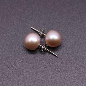 Boucles d'oreilles en perles naturelles de Zhuji en gros, argent pur S925, 9-10 mm, source du fabricant, 9-10 mm, boîte cadeau incluse - Product Image 4