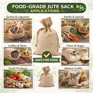 Sac en toile de jute de qualité alimentaire, biodégradable, écologique, recyclable, pour l'emballage du café, du cacao, des céréales, des légumes, des noix - Product Image 4