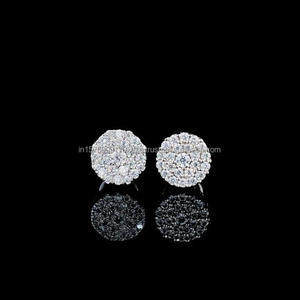 Iced Out Round Moissanite Diamond Earrings In 925 Sterling <b>Silver</b> Luxury Style - Product Image 5