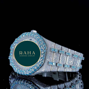 RAHA Luxury <b>Diamond</b> <b>Watch</b> Case Stainless Steel Band Analog Mechanical Movement Unisex Water Resistant 3BAR 20mm Butterfly Clasp - Product Image 5