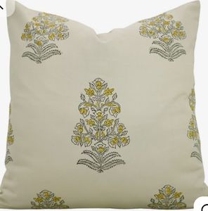 Square Green Embroidered Floral Pillow Ruffled Edge Decorative <b>Cushion</b> 16x16 Cotton 100% Polyester Fiber Filling Removable Hotel - Product Image 2