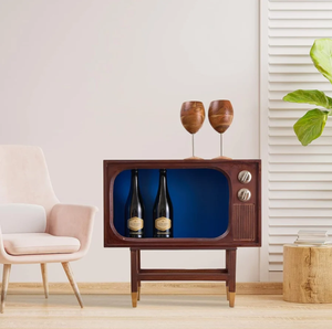 Vintage Wooden Home Bar Cabinet Liquor Storage Cabinet Whiskey Bar Furniture Retro <b>Mini</b> Bar Cabinet With Bottle Display - Product Image 3