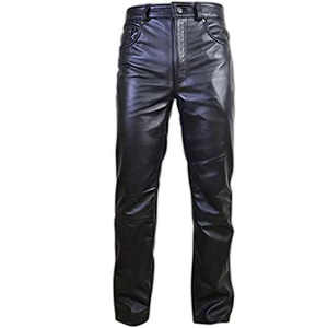 <b>Men's</b> Black PU <b>Leather</b> Moto <b>Pants</b> High Waist Straight Fit Button Fly Biker Style Heavyweight Fabric Side Pocket Zipro Industries - Product Image 1