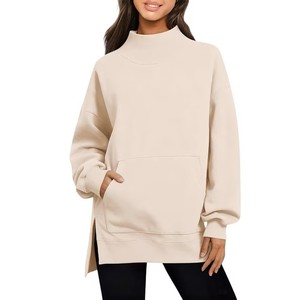 เสื้อฮู้ดโอเวอร์ไซส์ มีกระเป๋าหน้า สีพื้น แขนยาว ใส่ได้ทั้งชายหญิง เหมาะสำหรับฤดูใบไม้ร่วง ผลิตจากผ้าฝ้าย 100% เฟรนช์เทอร์รี่ กันยับ สวมใส่สบาย - Product Image 1
