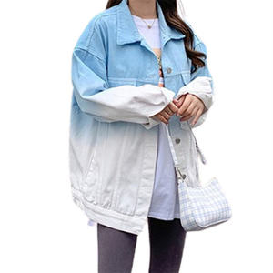 Chaqueta vaquera de manga larga con degradado de alta calidad para mujer, abrigo de mezclilla con estampado tie-dye, ropa de calle de moda para mujer - Product Image 4