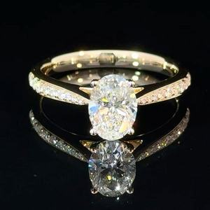Classic Oval Cut D Color Lab Grown Diamond <b>Ring</b> 14K 18K Solid Gold IGI Certified Women Engagement Wedding Jewelry - Product Image 1
