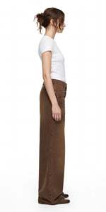 Jeans de mezclilla 100% algodón para mujer, de cintura alta, pierna ancha, doble cintura, color marrón, tallas grandes, resistentes a la decoloración, transpirables y ecológicos. - Product Image 2