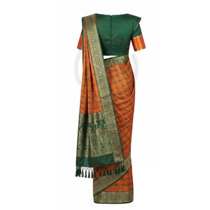 Sari festif pour femme, robe drapée élégante et traditionnelle, vêtement ethnique orné pour cérémonie de mariage, fête et célébration - Product Image 3