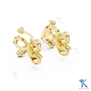 Boucles d'oreilles clous en or massif 14K 18K avec diamant CVD de laboratoire motif tourbillon abstrait, bijoux minimalistes tendance pour femme, certifiés IGI, pour mariage - Product Image 3