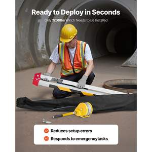 Kit de trépied de sauvetage robuste pour espaces confinés, treuil 1200 lb, pieds réglables 4,1 pi, câble 98,5 pi, modèle de protection antichute 32,8 pi - Product Image 5