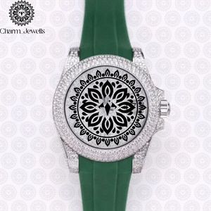 Charm_Jewells Luxury Stainless Steel <b>Watch</b> 38mm Round Dial Sapphire Crystal Quartz Movement Analog Green Silicone Band Women - Product Image 2