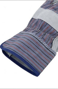Gants de travail robustes en cuir de vachette fendu, dos en coton rayé, manchette de sécurité caoutchoutée, pour la construction industrielle, certifiés CE 11 - Product Image 6