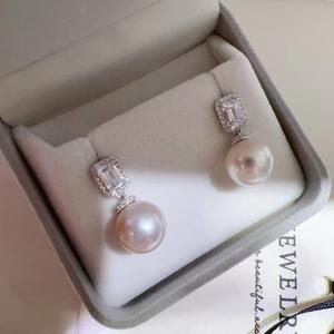 Pendientes Grandes de Perlas Edison de Agua Dulce Blancas, Plata S925 de Alta Calidad, Diseño Simple y Elegante, Frescos y Modernos - Product Image 2