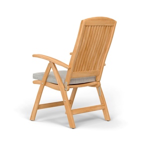 Teak Folding Garden Chair With Gray Cushion Contemporary Outdoor Patio Chair Manual <b>Reclining</b> Wood Frame - Product Image 2