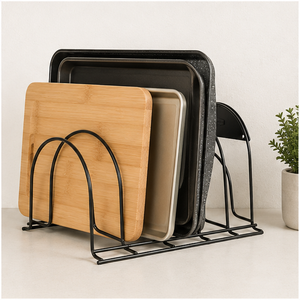 Heavy Duty 5-Tier Pot and Pan Organizer <b>Rack</b> for <b>Kitchen</b> Cabinet Space-Saving Metal Cookware <b>Storage</b> Stand for Frying Pans - Product Image 4