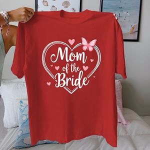 Camiseta cómoda de algodón puro para mamá de la novia con corazones para mujer - Product Image 3