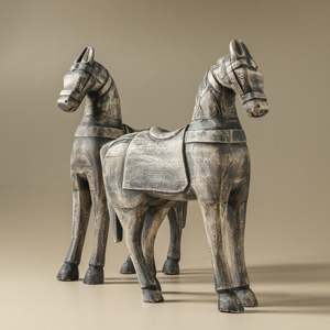 Figura de Caballo Hecha a Mano con Madera Reciclada, Escultura de Animal de Madera Rústica Vintage, Estatua Decorativa, Paquete de Varias Piezas, Decoración - Product Image 2