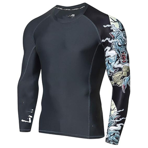Men Athletic <b>Compression</b> <b>Shirt</b> Long Sleeve Rash Guard Graphic Print UV Protection Custom Branding OEM - Product Image 1