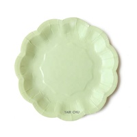 Assiette jetable élégante en papier vert avec motif floral, fourchettes perlées 14,5 cm, motif moderne et mignon pour mariages et fêtes