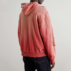 OEM Custom 100% Cotton Winter Fashion Forward Distressed Rhinestone Embellishments Streetwear Acid <b>Washed</b> Men's Hoodie - Product Image 3