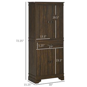 Mobile dispensa moderno da 72 pollici in noce, con 4 ante, per cucina, con ripiani e cassetti in MDF e pannelli di legno di pino - Product Image 3