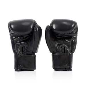 Guantes de Boxeo de Cuero, Color Negro Sólido, Cierre de Gancho y Bucle, Equipo de Protección Elástico para Adultos, Unisex, Ligeros - Product Image 3