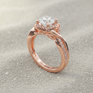 แหวนหมั้นเพชรเลี้ยงในห้องปฏิบัติการ ชุบทองคำสีกุหลาบ ดีไซน์วงแหวนอินฟินิตี้ สำหรับเครื่องประดับสั่งทำที่ได้รับการรับรอง OEM ODM - Product Image 4