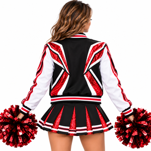 Ensemble de vêtements de cheerleader en gros avec veste de performance, jupe plissée et haut assorti pour les équipes scolaires - Product Image 4