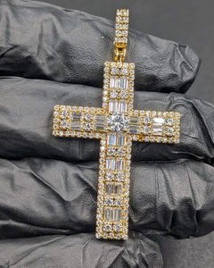 Colgante de Cruz Hip Hop de Fe Religiosa, Plata 925, Chapado en Rodio/Oro de Lujo, con Moissanita VVS, Personalizado, Otros Regalos - Product Image 1