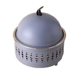 Chaffing Dish Gold Brass Crescent <b>Top</b> Dome Islamic Carved Base Food Warmer Pot Set For Home Hotel Buffet Chaffing Dish - Product Image 2