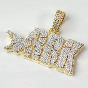 Iced Out RBK Buchstaben-Anhänger Hip Hop Moissanit + 925 Silber Mikro-Pavé Zirkonia Charm für Unisex - Product Image 2