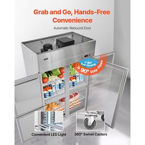 Équipement de réfrigération pour cuisine commerciale, réfrigérateur vertical à dégivrage automatique de 31,89 pouces de largeur et 31,4 pieds cubes avec quatre portes - Product Image 5