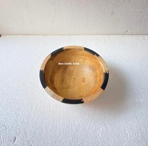 Bol à soupe en résine noire et bois de manguier, de bonne qualité, bol domestique en résine et bois, taille personnalisée, vaisselle et assiettes en résine et bois - Product Image 1