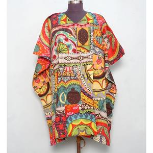 Kaftan en dentelle de coton pur très demandé pour femmes, imprimé floral délicat, respirant, écologique, coupe ample, tenue décontractée d'été pour la plage - Product Image 1