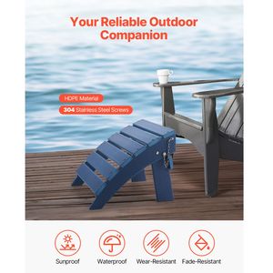 Poggiapiedi Pieghevole in Plastica HDPE per Patio, 15.7"L X 18.9"W X 13"H, Resistente alle Intemperie, Stile Adirondack - Product Image 2
