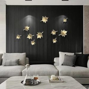Metal <b>Leaf</b> <b>Wall</b> Art <b>Decorative</b> Hanging Accents Minimalist Floral Botanical Design Removable Multi Piece Package - Product Image 3