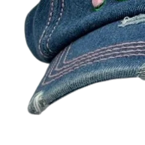 1908 Distressed Denim <b>Hat</b> Blue Embroidered Letter Baseball <b>Cap</b> Washed Vintage Style Adjustable Cotton Headwear Casual Fashion - Product Image 3