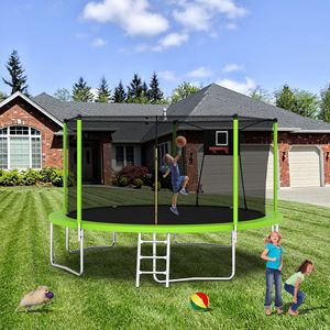 Trampolino Sportivo da 14 Piedi con Rete di Protezione, Trampolini Ricreativi per Uso Esterno e Interno - Product Image 6