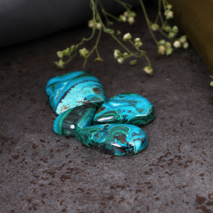 Cabochon en Chrysocolle Malachite Multicolore Naturelle, Motif Bleu Vert Rare, Pierre Gemme en Vrac pour Pendentif Enroulé de Fil - Product Image 2